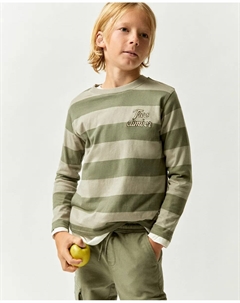 Футболка в полоску с вышивкой, светло-зеленый Сфера