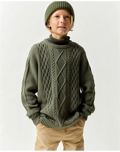 Свитер с аранами, хаки Сфера