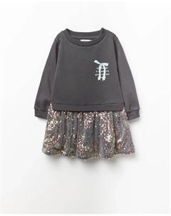 Платье с пайетками, серый Сфера