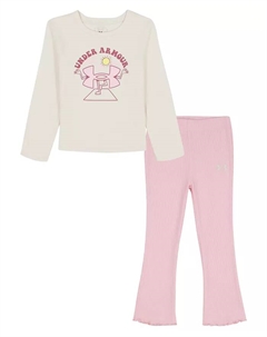 Детский комплект для девочек 2T-6X: топ с рваным краем и леггинсы-клеш, 2 предмета, мультиколор Under armour