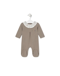 Комбинезон для младенца из вязкой ткани с воротником «беби» с принтом, бежевый Tous