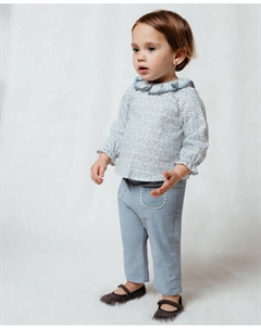 Детская рубашка с оборчатым воротником и кружевом, синий/белый Fina ejerique