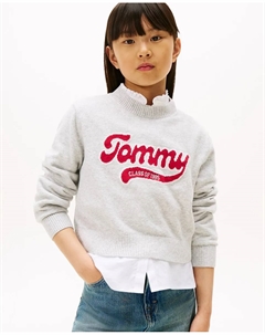Детский джемпер с круглым вырезом и логотипом Varsity, светло-серый Tommy hilfiger