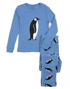 Детские пижамы для праздников с хлопковым топом и флисовыми штанами, синий Leveret