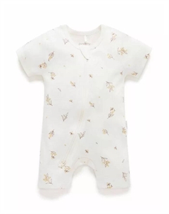 Детский комбинезон с коротким рукавом на молнии для мальчиков и девочек, белый Purebaby