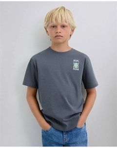 Детская хлопковая футболка с короткими рукавами, антрацитовый Scalpers