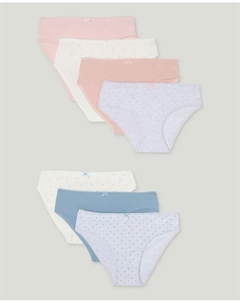 Набор из 7 трусиков с бантиками, с принтом и однотонные, мультиколор Cotton juice