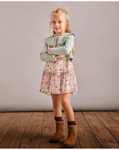 Трикотажная кофта для девочки тонкой вязки с люрексовым воротником и бантом, светло-зеленый Coconut el corte inglés