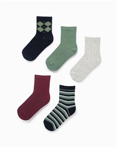 Набор из 5 детских вязанных носков с полосками/однотонные, темно-синий Zippy