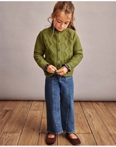 Детская кофта с фантазийным узором «косы», зеленый Coconut el corte inglés