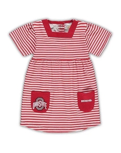 Платье для девочки-малыша Scarlet Ohio State Buckeyes в полоску с карманами Little king apparel