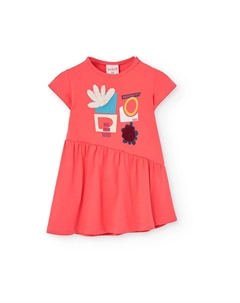 Детское платье 100% хлопок с коротким рукавом, коралловый Boboli