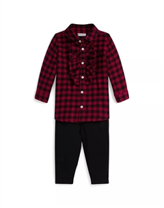 Детский комплект для мальчиков и девочек из двух предметов: клетчатая рубашка из твила и леггинсы из джерси, мультиколор Polo ralph lauren