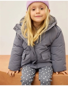 Парка-пуховик с капюшоном и изогнутым кроем на карманах для девочки, серо-зеленый Kids el corte inglés