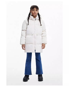 Длинная блестящая утепленная куртка для девочек, загар/бежевый Desigual