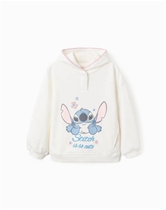 Детская толстовка с капюшоном из 100% хлопка с мотивом Ститча, белый Zippy