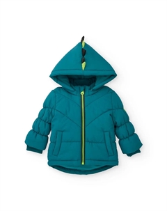 Стеганая куртка для мальчика темно-синего цвета с капюшоном и 3D деталями Tuc tuc