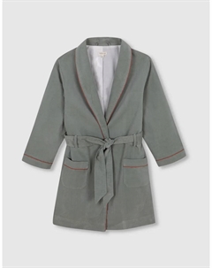Детский халат из микровельвета с контрастной окантовкой, зеленый Gocco