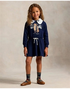 Платье для девочки из мягкого материала с медведем Polo, темно-синий Polo ralph lauren