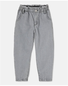 Джинсовые брюки paperbag с завышенной талией и шаровидным кроем для девочки, с сердцем на коленке, светло-серый Kids el corte inglés