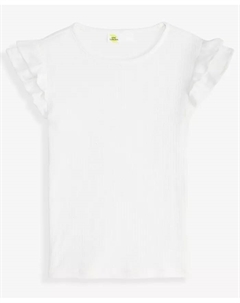 Топ с рюшами на рукавах и ажурной вязкой для девочек Little & Big Girls, белый Epic threads