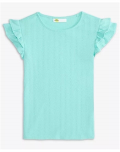 Топ с рюшами на рукавах и ажурной вязкой для девочек Little & Big Girls, синий Epic threads