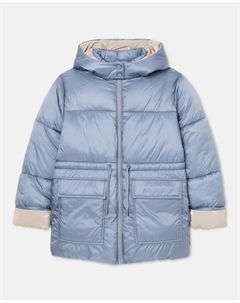 Детская стеганая парка с отворотом на рукаве из ламинированного материала, светло-голубой Kids el corte inglés