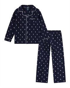 Мальчики 4-7 лет комплект пижамы из 2 предметов: верх с длинными рукавами и брюки, синий Polo ralph lauren