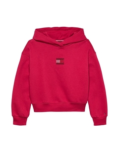 Толстовка для девочки с капюшоном и декоративным логотипом спереди, красный Tommy hilfiger