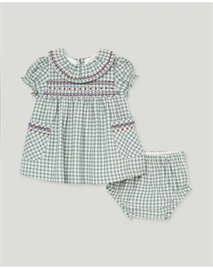 Платье для девочки с коротким рукавом, воротником-стойкой и сборкой на лифе, зеленый Coconut el corte inglés