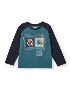 Детская футболка с длинным рукавом с принтом видеоигры, синий Tuc tuc