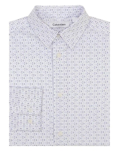 Эластичная классическая рубашка с длинными рукавами и принтом CK для мальчиков Big Boys, синий Calvin klein