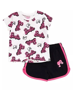 Комплект из футболки для девочек и шорт Dolphin Active, розовый/черный, черный Barbie
