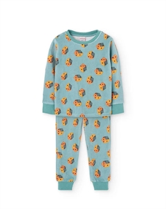 Детская бархатная пижама с принтом, бирюзовый Boboli