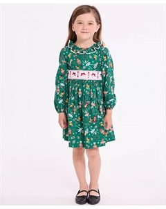 Платье для девочек 2T-6X с принтом Щелкунчик и буфами, зеленый Bonnie jean