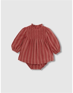 Детское платье в полоску с резинкой, розовый Gocco