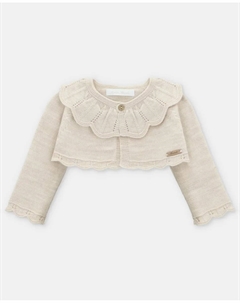 Короткая детская куртка с ажурными деталями песочного цвета Martin aranda