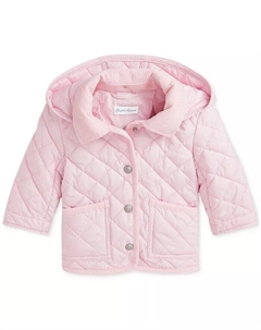 Стеганое пальто с капюшоном для маленьких девочек, розовый Polo ralph lauren