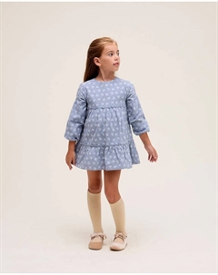 Небесно-голубое детское платье с принтом листьев Dadati