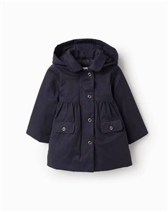 Стеганая детская парка для девочки с съемным капюшоном, темно-синий Zippy