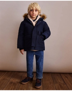 Парка с карманами и капюшоном, с внутренней меховой подкладкой для девочки, темно-синий Coconut el corte inglés