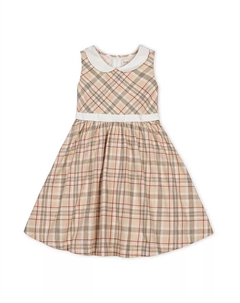 Большие девочки органическое платье без рукавов для вечеринки с воротником питер пэн, коричневый Hope & henry