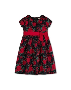 Вечернее платье для девочек с короткими рукавами, воротником с рюшами и бантом, для малышей, черный Hope & henry