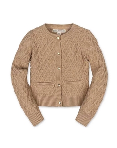 Органический кардиган с длинным рукавом в рубчик для девочек Little and Big Girls, коричневый Hope & henry
