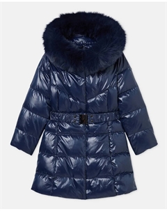 Детский пуховик с фантазийным перьевым декором, темно-синий Coconut el corte inglés
