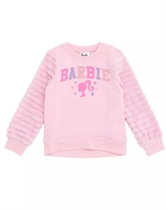 Детская флисовая толстовка с поддельным мехом на рукавах, розовый Barbie