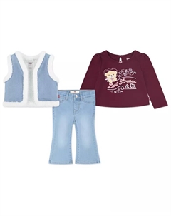 Комплект для девочек из 3 предметов: топ, жилет и штаны из Minky Sherpa, мультиколор Levi's®