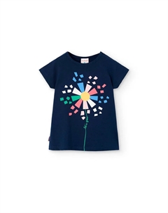 Платье для девочки с длинными рукавами и круглым вырезом, темно-синий Boboli