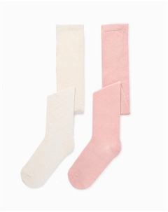 Набор из 2 детских колготок для девочки, вишневый/розовый Zippy