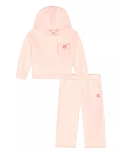 Детский флисовый комплект для девочек 2T-6X: худи и штаны, 2 предмета, розовый Calvin klein